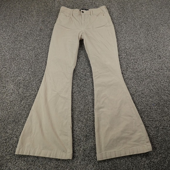 Hollister Denim - Hollister Jeans Womens 5 Beige Corduroy Pants High Rise Flare Bell Stretch Flex